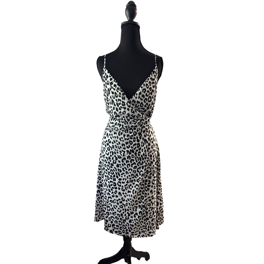 Y2K Leopard Print V neck Slip‎ Dress Size S
